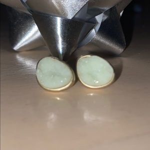 Pastel green crystal earrings with gold backing
